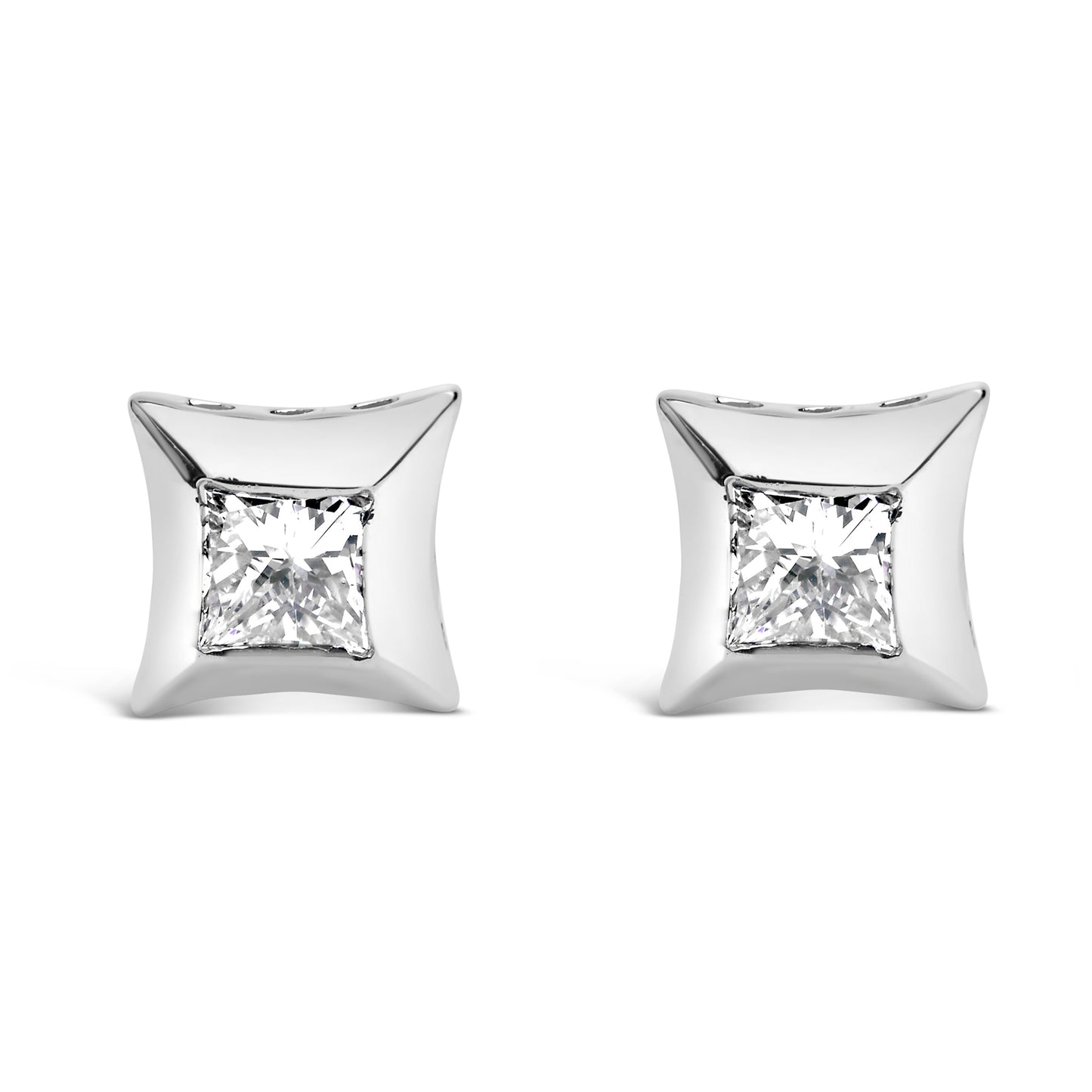 Gold Invisible-Set Diamond Stud Earrings