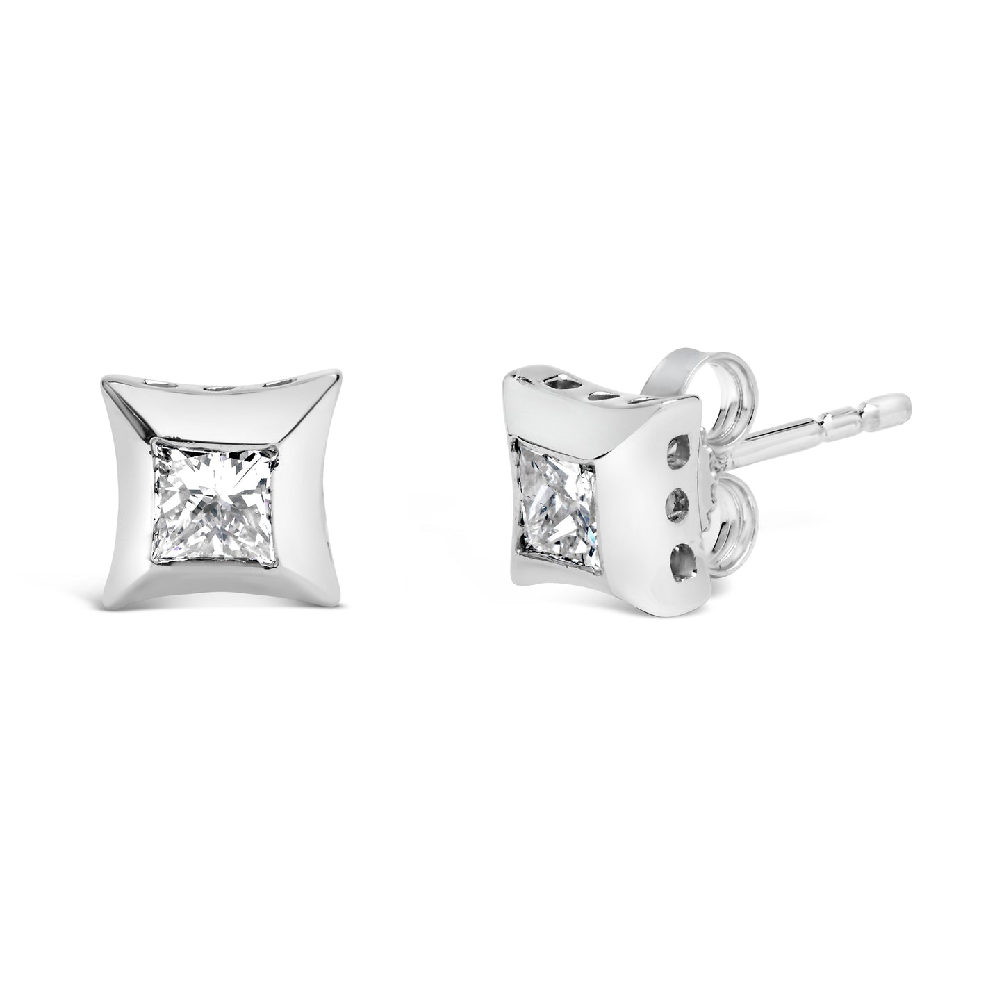 Gold Invisible-Set Diamond Stud Earrings