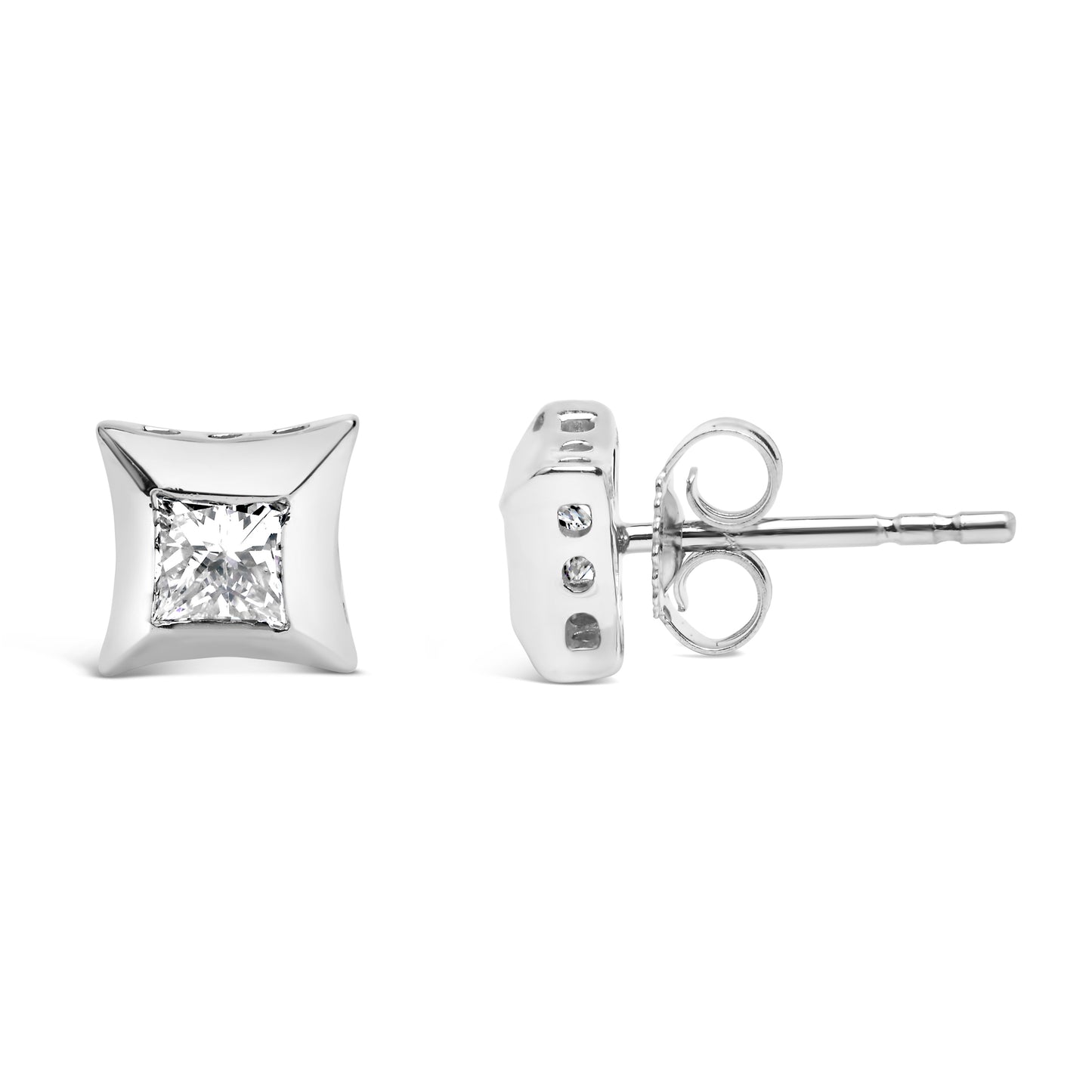 Gold Invisible-Set Diamond Stud Earrings