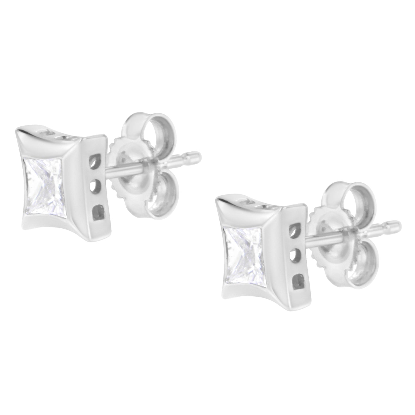 Gold Invisible-Set Diamond Stud Earrings